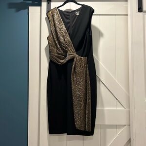 Tahari Cocktail Dress - Black and Gold - 14